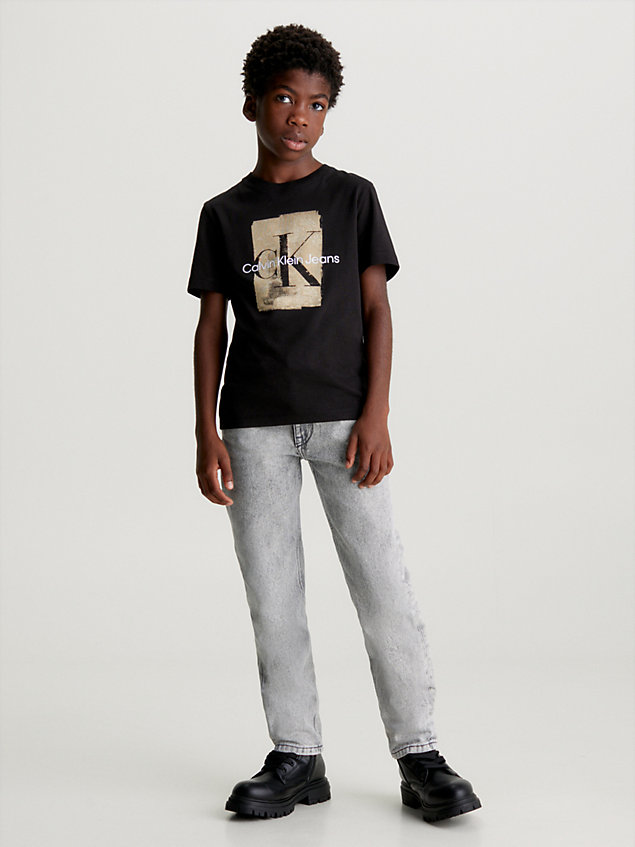 t-shirt grafica con logo black da boys calvin klein jeans