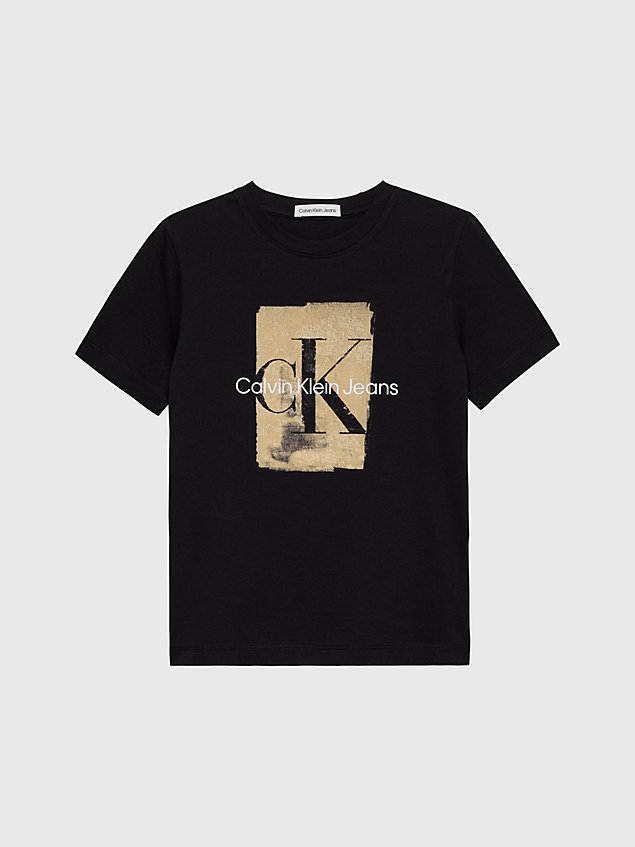 black logo graphic t-shirt for boys calvin klein jeans