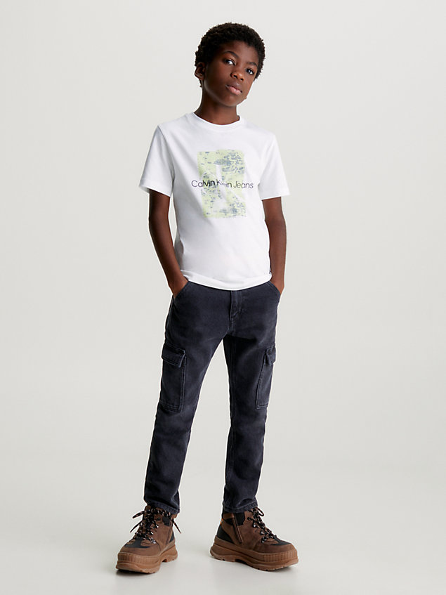 t-shirt grafica con logo white da boys calvin klein jeans
