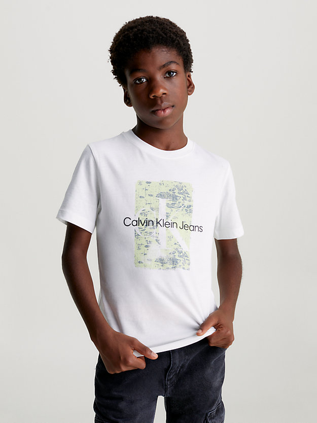 bright white logo graphic t-shirt for boys calvin klein jeans