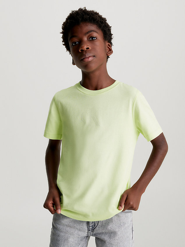 green luźny t-shirt z logo dla chłopcy - calvin klein jeans