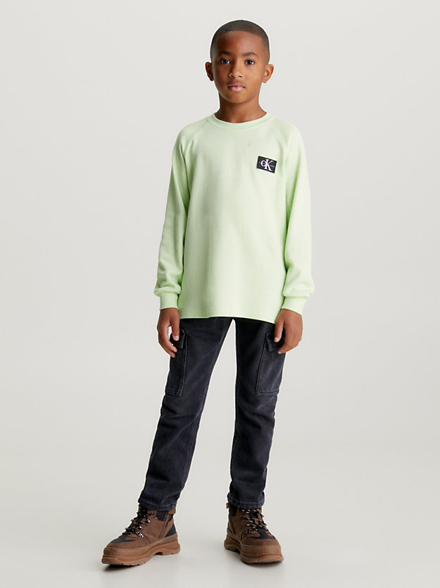 exotic mint relaxed textured knit top for boys calvin klein jeans