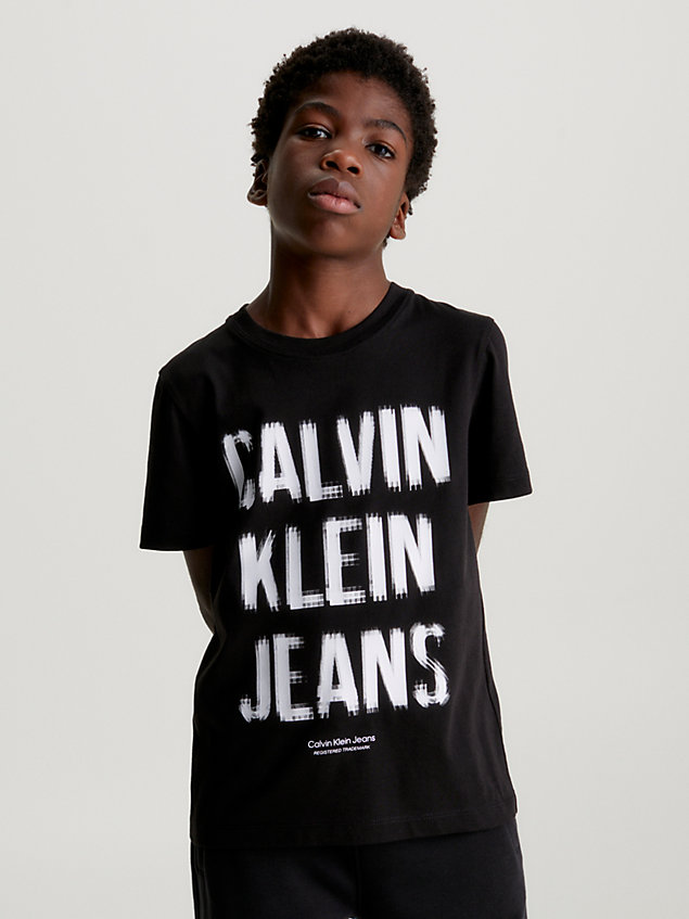 black luźny t-shirt z logo dla chłopcy - calvin klein jeans