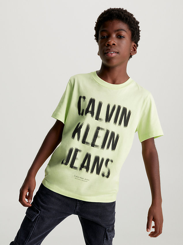 t-shirt con logo taglio relaxed green da bambini calvin klein jeans