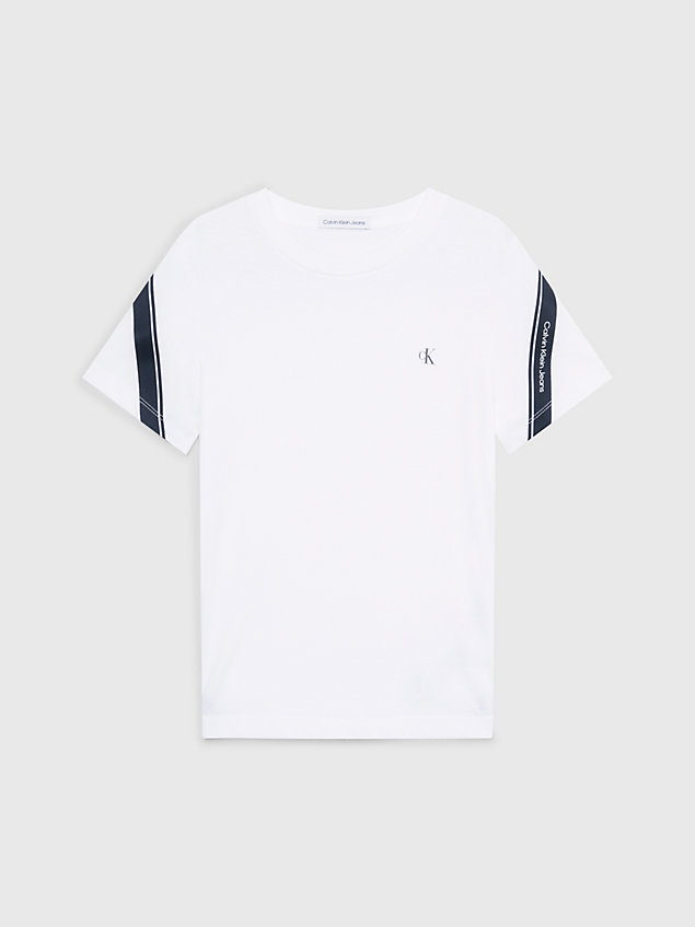 white relaxed t-shirt met logo voor jongens - calvin klein jeans