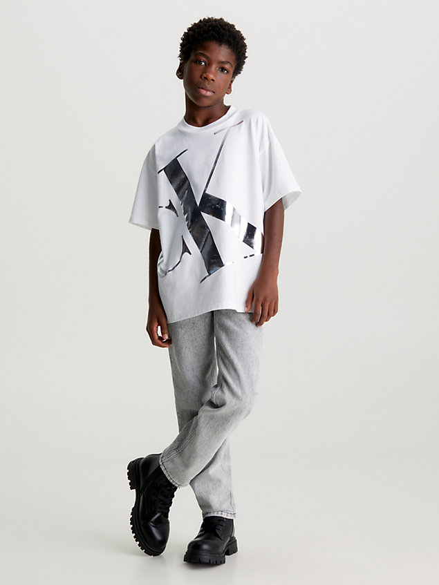 t-shirt con logo white da bambino calvin klein jeans