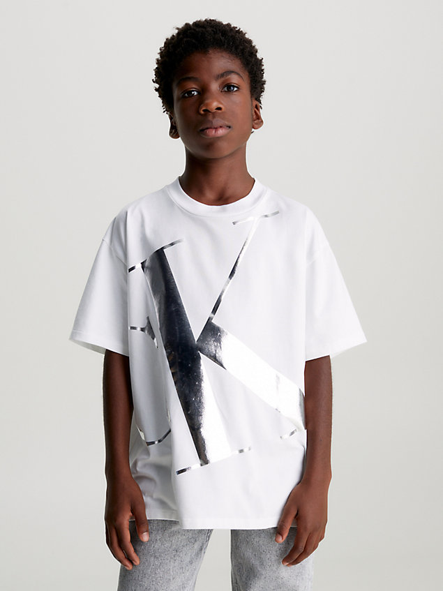 t-shirt avec logo white pour garçons calvin klein jeans