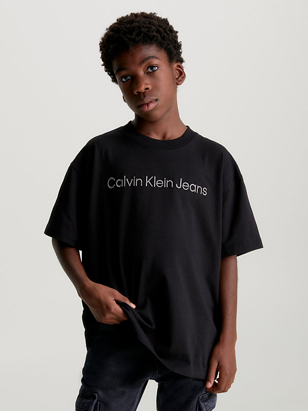 ck black relaxed logo t-shirt for boys calvin klein jeans