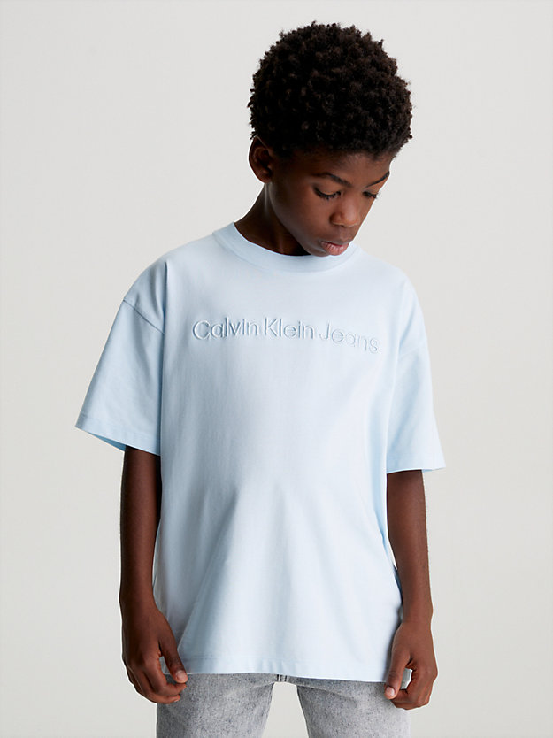 keepsake blue relaxed logo t-shirt for boys calvin klein jeans