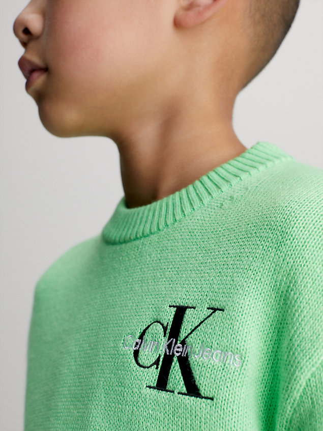 green acrylic logo jumper for boys calvin klein jeans
