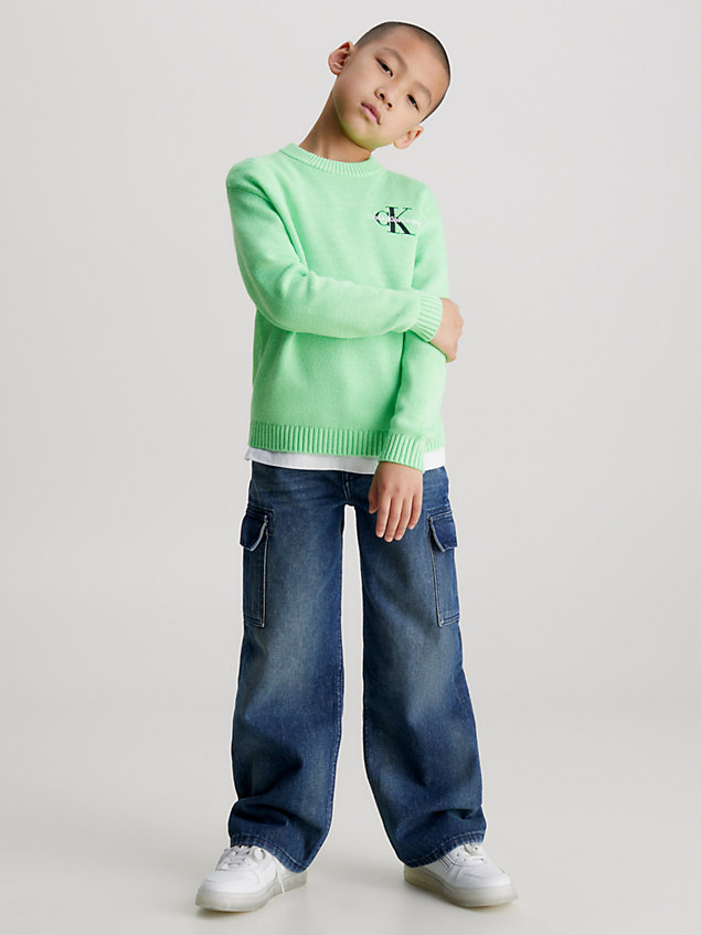 green pullover aus acryl mit logo für boys - calvin klein jeans