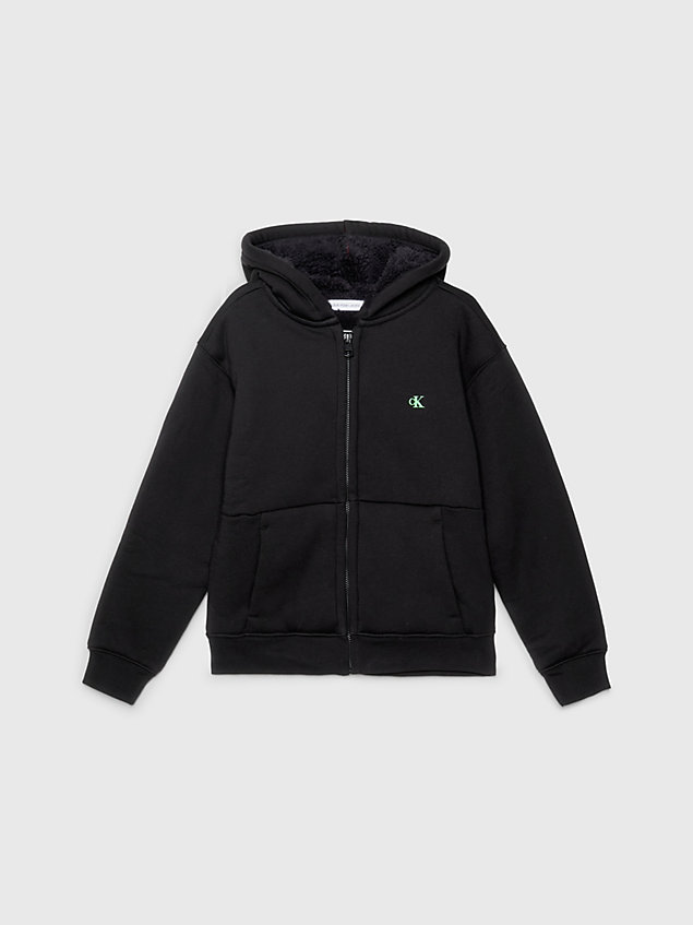 black relaxed glow-in-the-dark hoodie for boys calvin klein jeans
