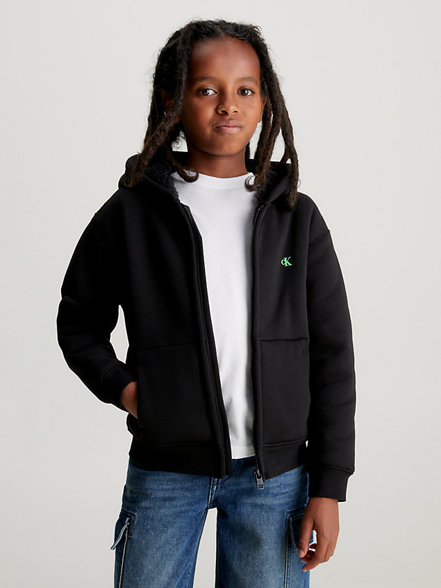 black lässiger glow-in-the-dark hoodie für boys - calvin klein jeans