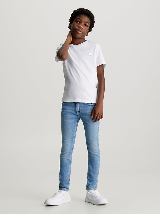 cloudy blue stretch mid rise skinny jeans for boys calvin klein jeans