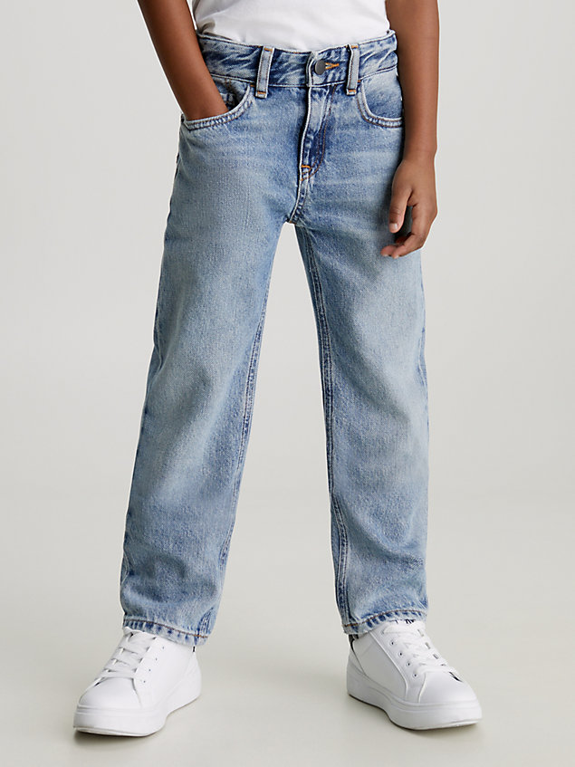 blue mid rise straight jeans für jungen - calvin klein jeans