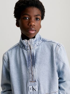 powder blue denim anorak for boys calvin klein jeans