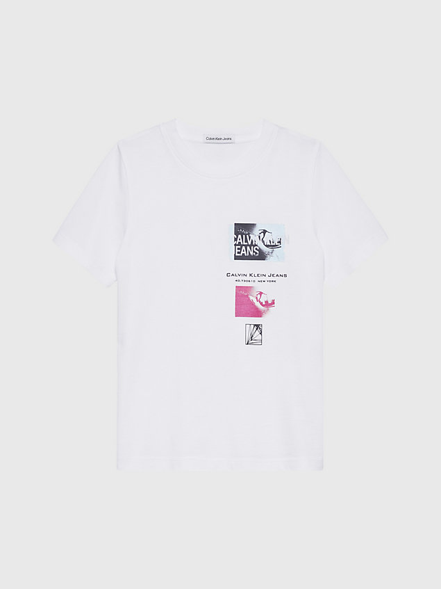 white lässiges t-shirt mit logo-grafik für boys - calvin klein jeans