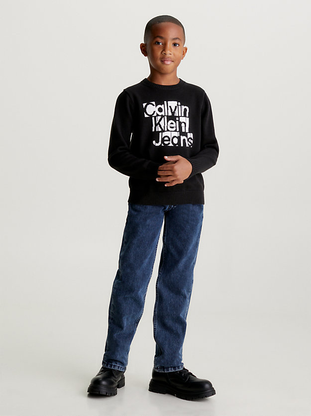 ck black relaxed logo jumper for boys calvin klein jeans