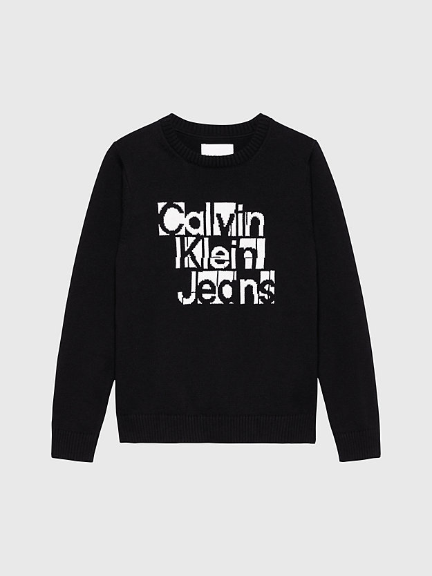 ck black relaxed logo jumper for boys calvin klein jeans