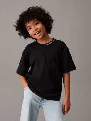 black relaxed logo t-shirt for boys calvin klein jeans