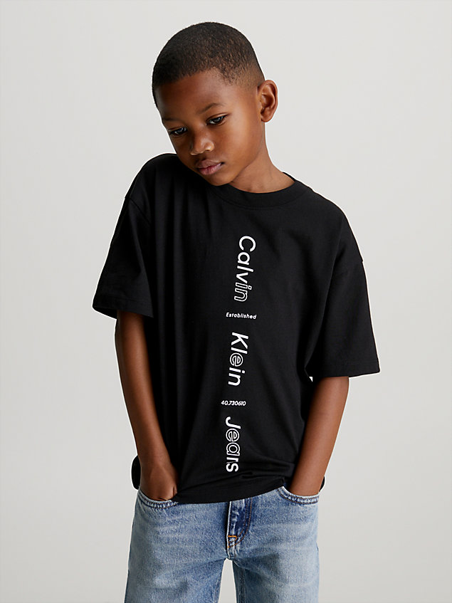 t-shirt relaxed avec logo black pour garçons calvin klein jeans