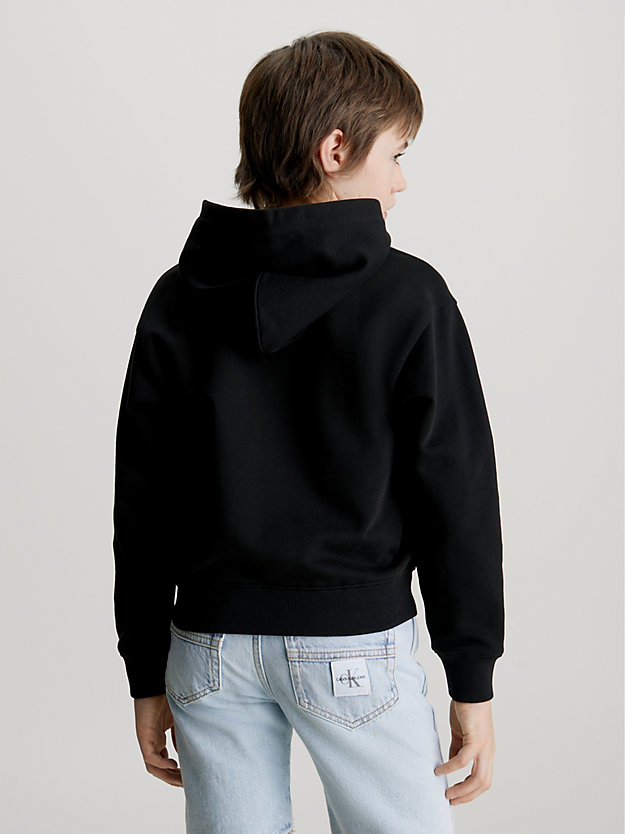 ck black relaxed logo terry hoodie for boys calvin klein jeans