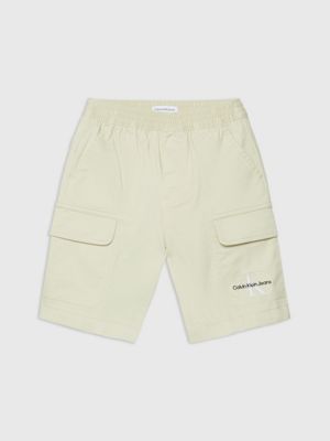 green haze cotton twill cargo shorts for boys calvin klein jeans