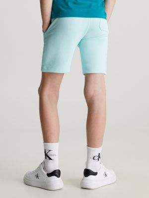 blue tint logo terry jogger shorts for boys calvin klein jeans