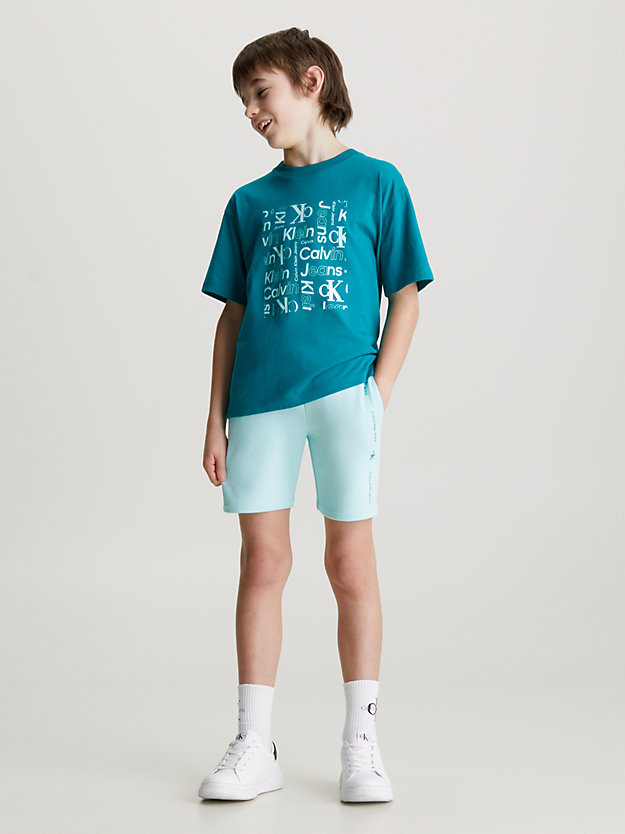blue tint logo terry jogger shorts for boys calvin klein jeans