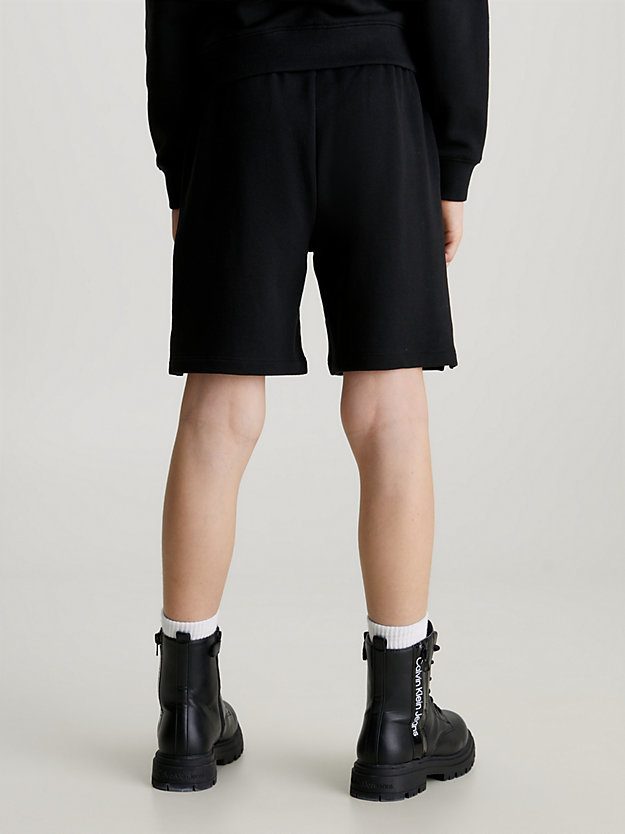 ck black relaxed logo terry jogger shorts for boys calvin klein jeans