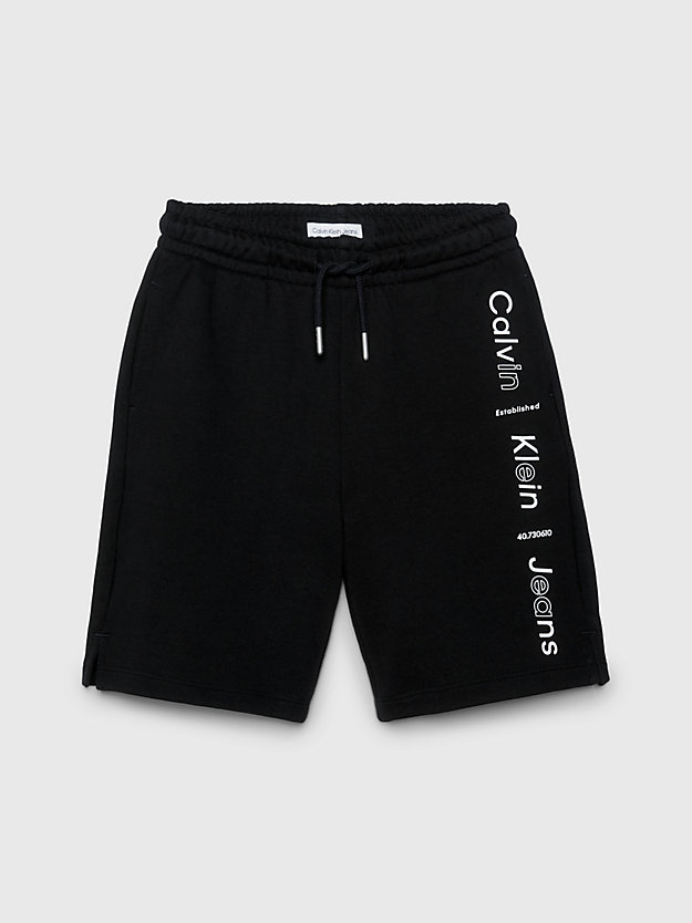 ck black swobodne szorty dresowe z materiału frotte z logo dla chłopcy - calvin klein jeans