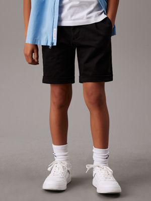 black stretch twill chino shorts for boys calvin klein jeans