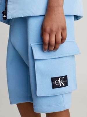 dusk blue piqué cargo jogger shorts for boys calvin klein jeans