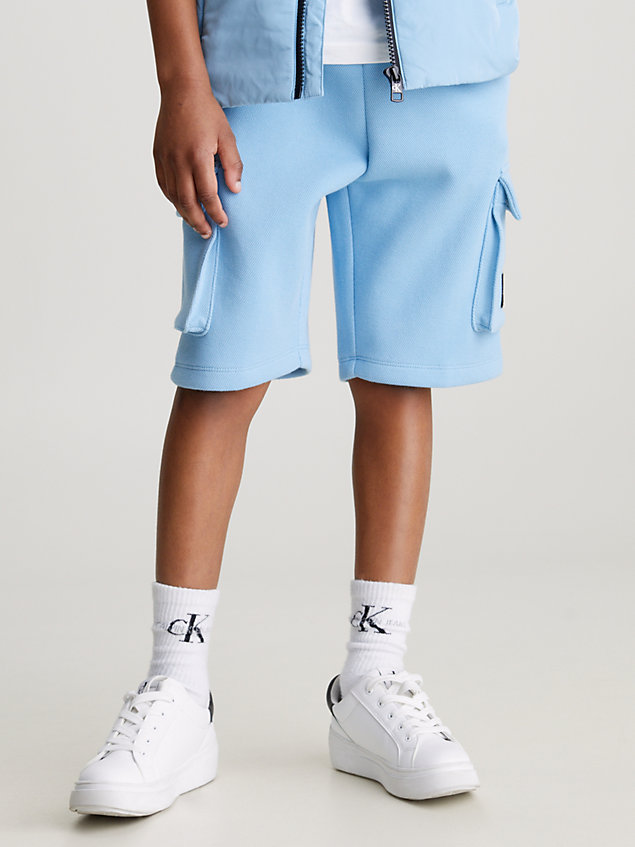 blue piqué cargo jogger shorts for boys calvin klein jeans