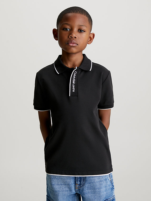 black logo collar polo shirt for boys calvin klein jeans