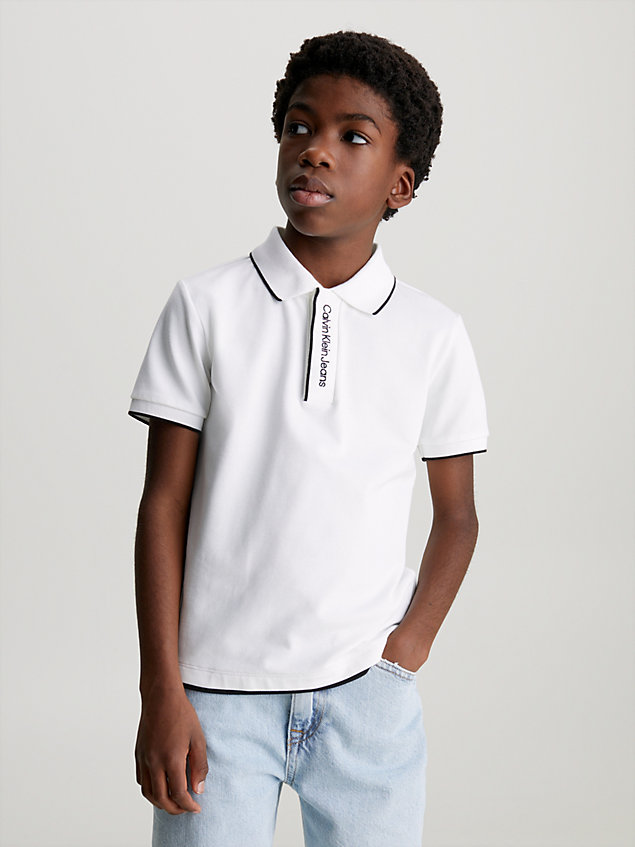 white logo collar polo shirt for boys calvin klein jeans