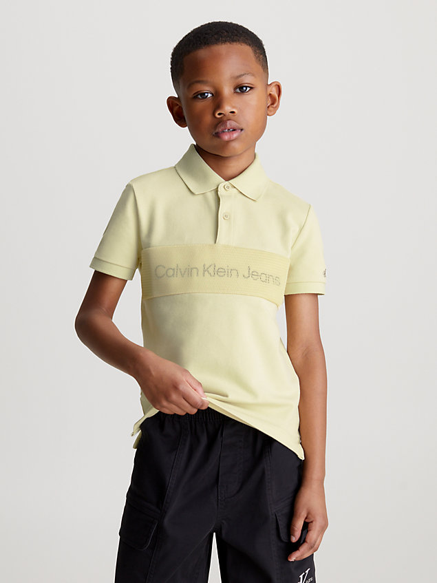green koszula polo z logo z siateczki dla chłopcy - calvin klein jeans