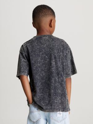 ck black relaxed acid dye t-shirt for boys calvin klein jeans