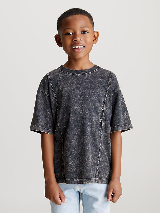 black relaxed acid dye t-shirt voor jongens - calvin klein jeans