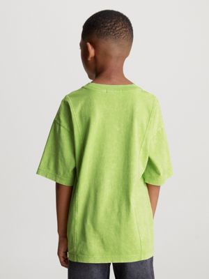 sharp green relaxed acid dye t-shirt for boys calvin klein jeans