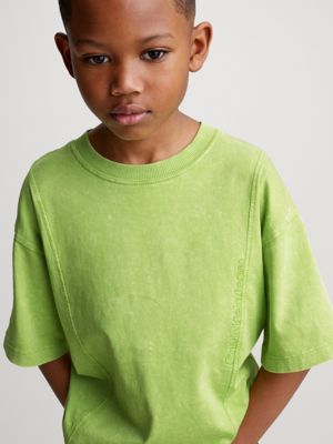 sharp green relaxed acid dye t-shirt for boys calvin klein jeans