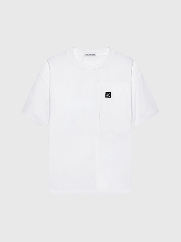 bright white cotton stretch pocket t-shirt for boys calvin klein jeans