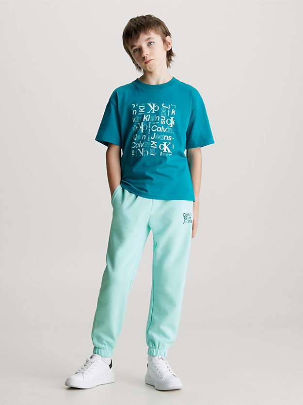 blue tint relaxed cotton terry joggers for boys calvin klein jeans