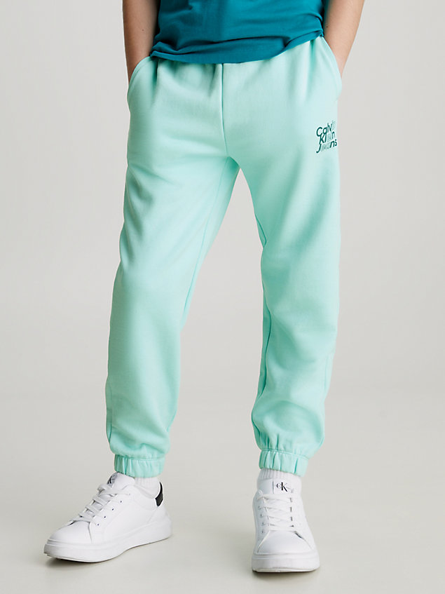 blue relaxed cotton terry joggers for boys calvin klein jeans