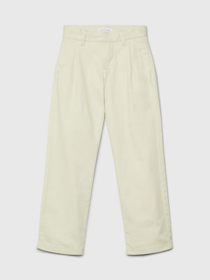 green haze straight chino trousers for boys calvin klein jeans