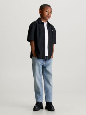 Boys black short hot sale sleeve dress shirt