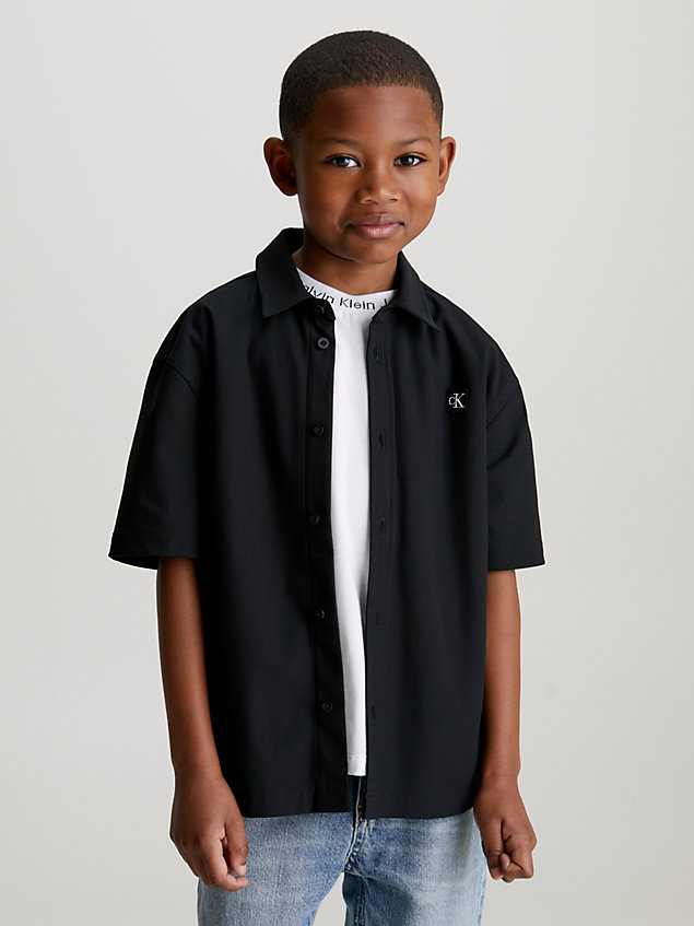 black jersey overhemd met korte mouwen voor jongens - calvin klein jeans