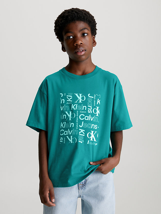 t-shirt con logo green da bambini calvin klein jeans