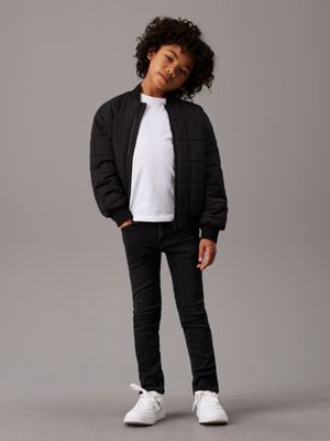 washed black cf mid rise slim jeans for boys calvin klein jeans