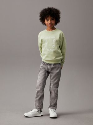 washed modern grey dad jeans for boys calvin klein jeans